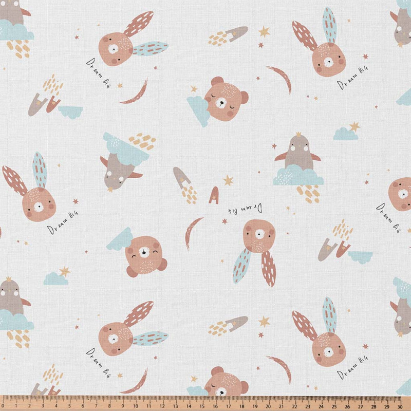 Printed Cotton PICOLO White / Blue